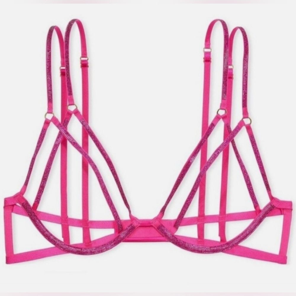 Victoria's Secret | Very Sexy Shine Strappy Open-Cup Triangle Bra Size XS Pink